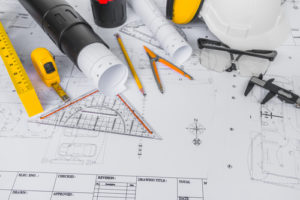 tools and blueprints for construction